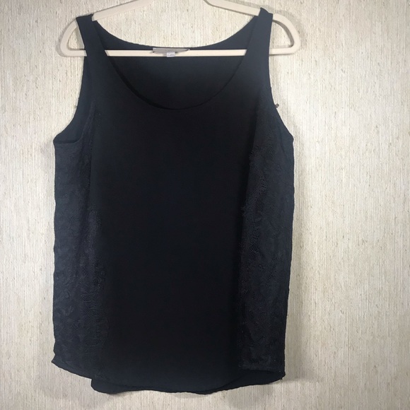 LOFT Tops - Black LOFT Sleeveless top with lace, size Large
